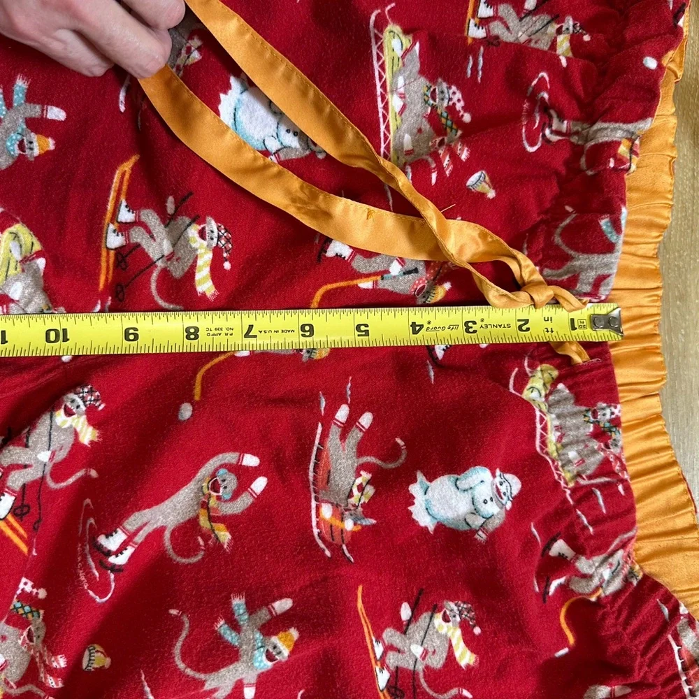 NICK & NORA DOWNHILL MONKEYS 100% COTTON Flannel Set Red Flannel Pajamas S - Picture 4 of 10